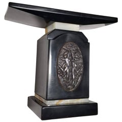 Art Deco Pedestal in Black Marble with Dancers in the Style of Demetre Chiparus