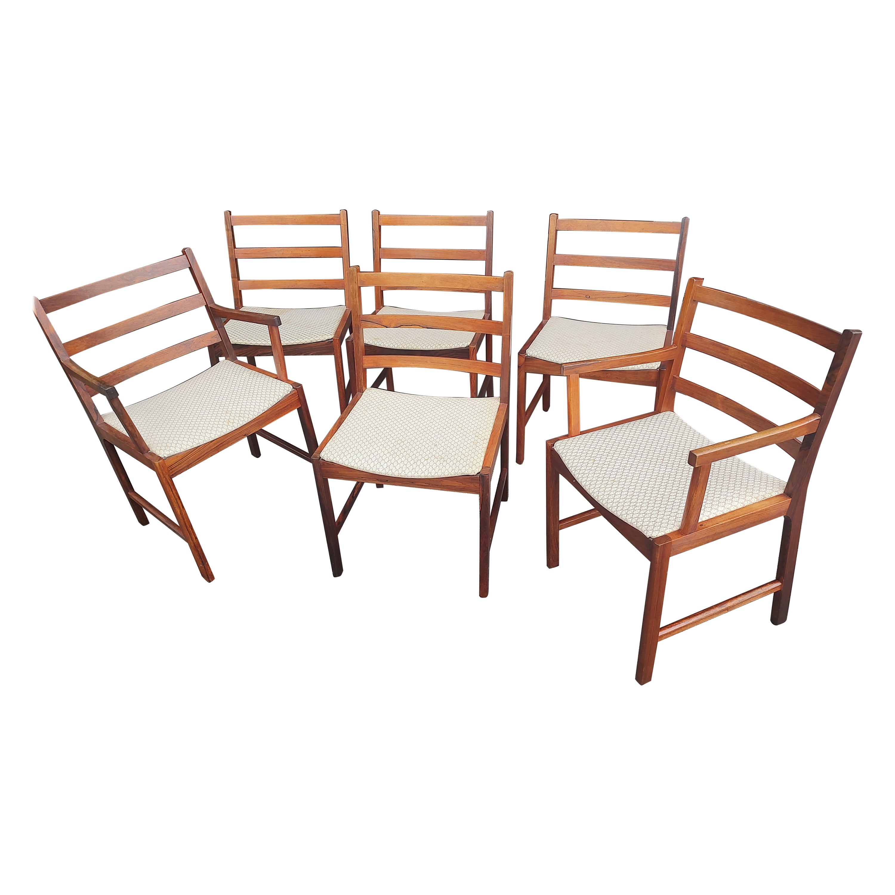 Ensemble de 6 chaises de salle à manger danoises en bois de rose de style Niels Moller, mi-siècle moderne  en vente 1