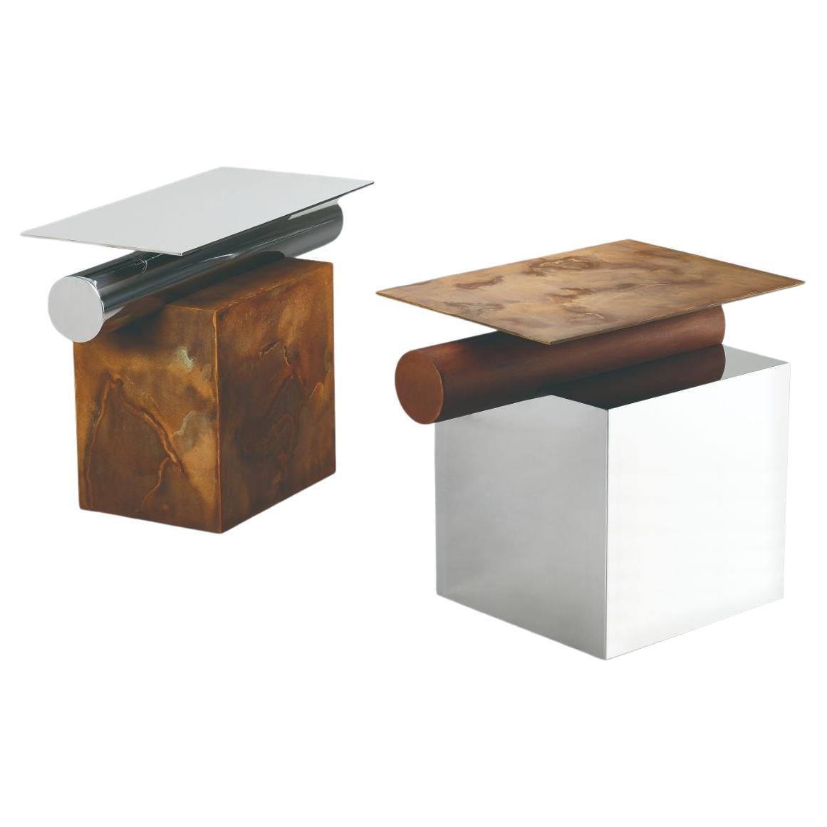 Set of 2 Gwol Side Tables by Lee Jung Hoon For Sale