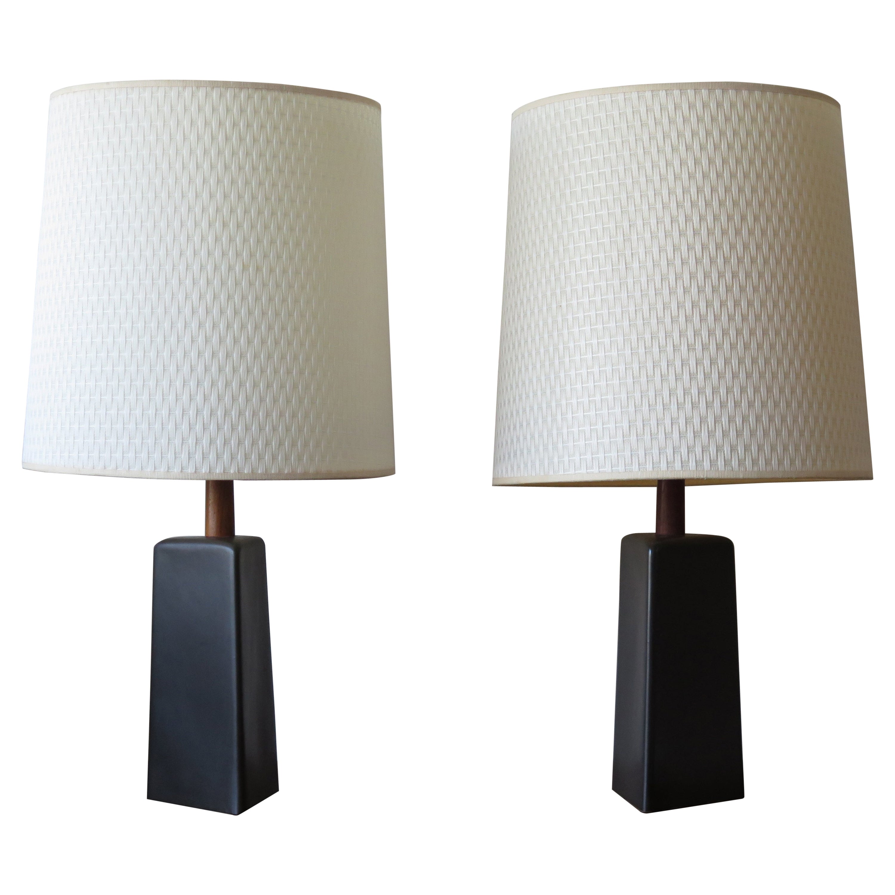 Pair of Triangular Black Lamps by Martz For Sale