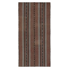 Kilim persan Shahsavan vintage en marron avec des rayures beiges