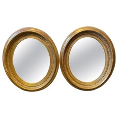 Paire de  Doré français  bois Napoléon III  Ovale  Miroirs