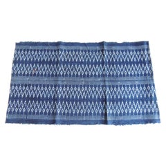 Vintage Blue & White Asian Ikat Woven Textile