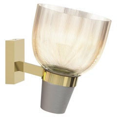 Ignazio Gardella 'Coppa Aperta Applique' Wall Lamp in Silver and Brass