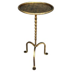 Small Gilt Iron Drinks Table with Twisted Stem