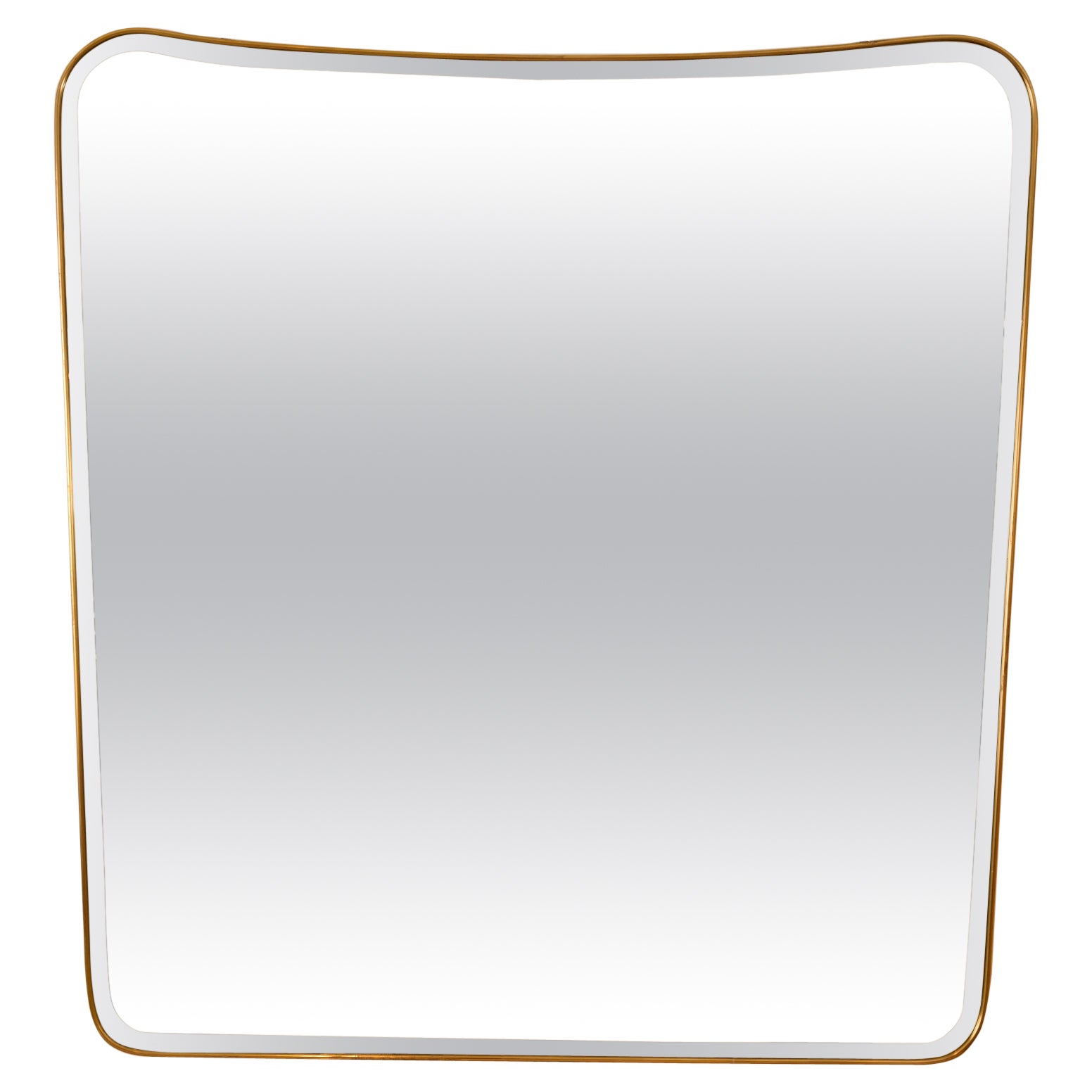 Large Brass Frame Mirror with Bevel For Sale