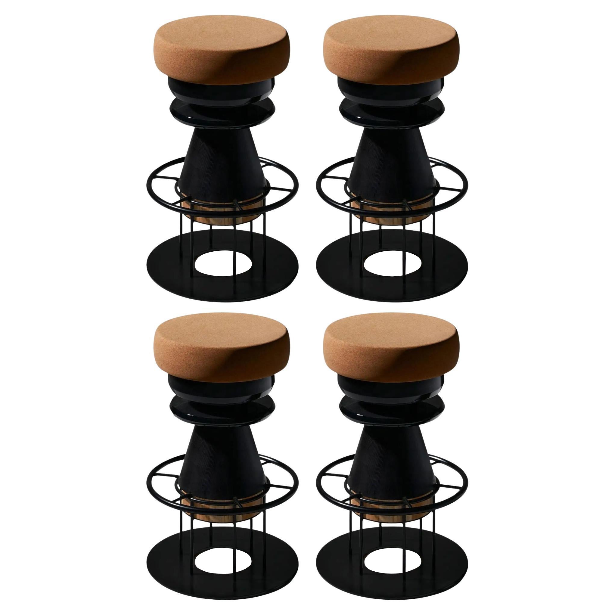 Set of 4 Medium Black Tembo Stool, Note Design Studio For Sale