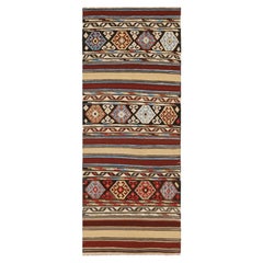 Vintage Shahsavan Persian Kilim in Stripes & Geometric Patterns