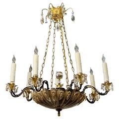 English Silver and Bronze Chandelier