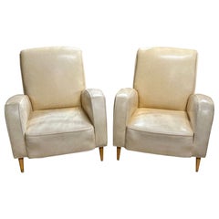 Pair of Italian Midcentury Leather Club Chairs