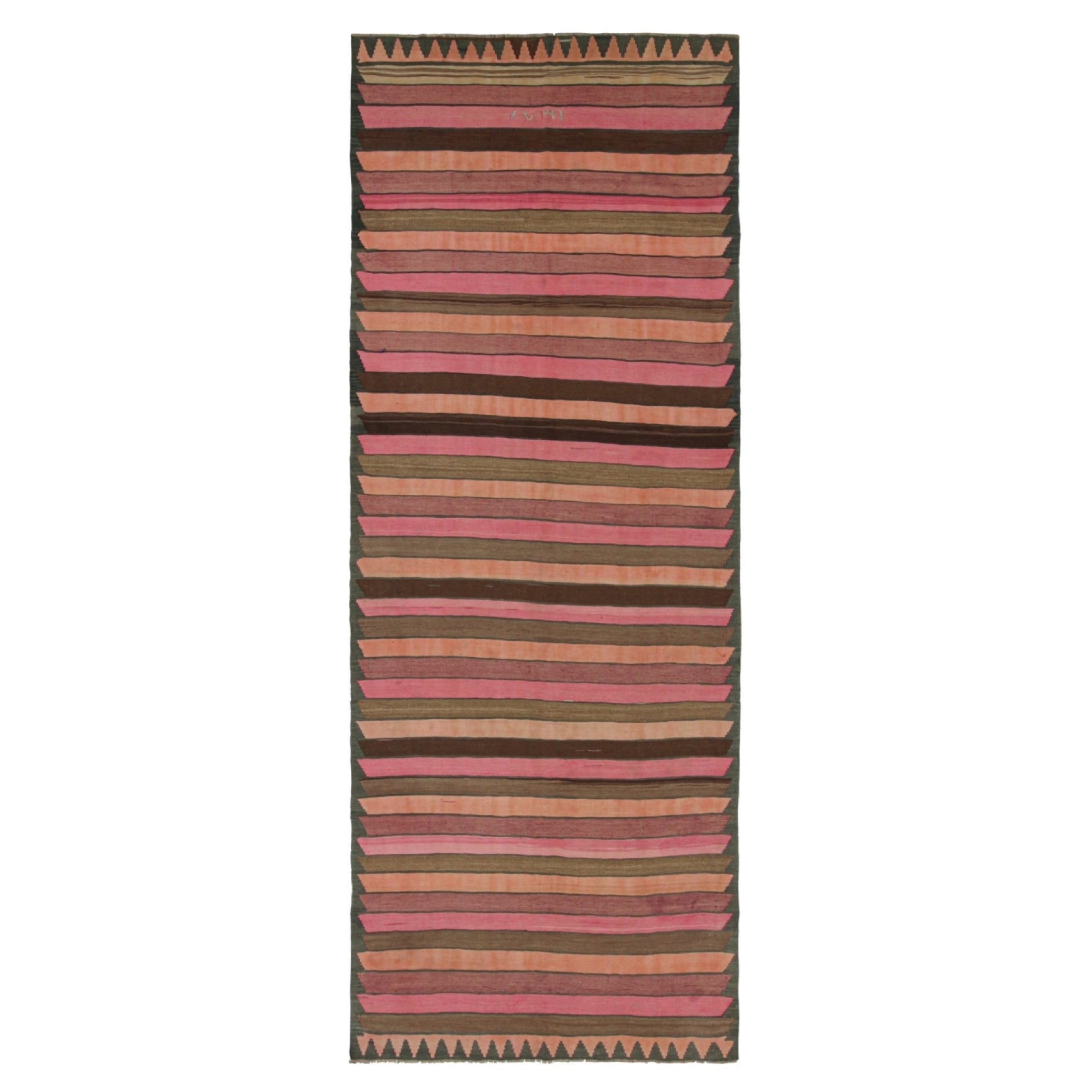 Vintage Karadagh Persian Kilim with Pink and Brown Stripes For Sale