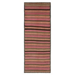 Vintage Karadagh Persian Kilim with Pink and Brown Stripes