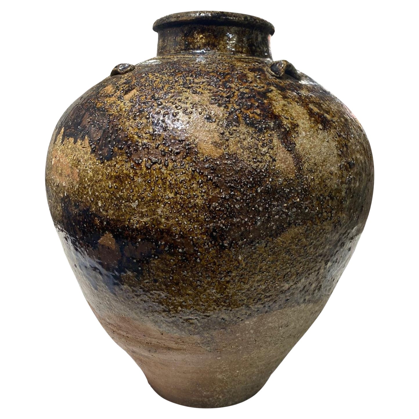 Japanese Antique Edo Wabi-Sabi Tamba Tanba Large Art Pottery Jar Tsubo Pot Vase