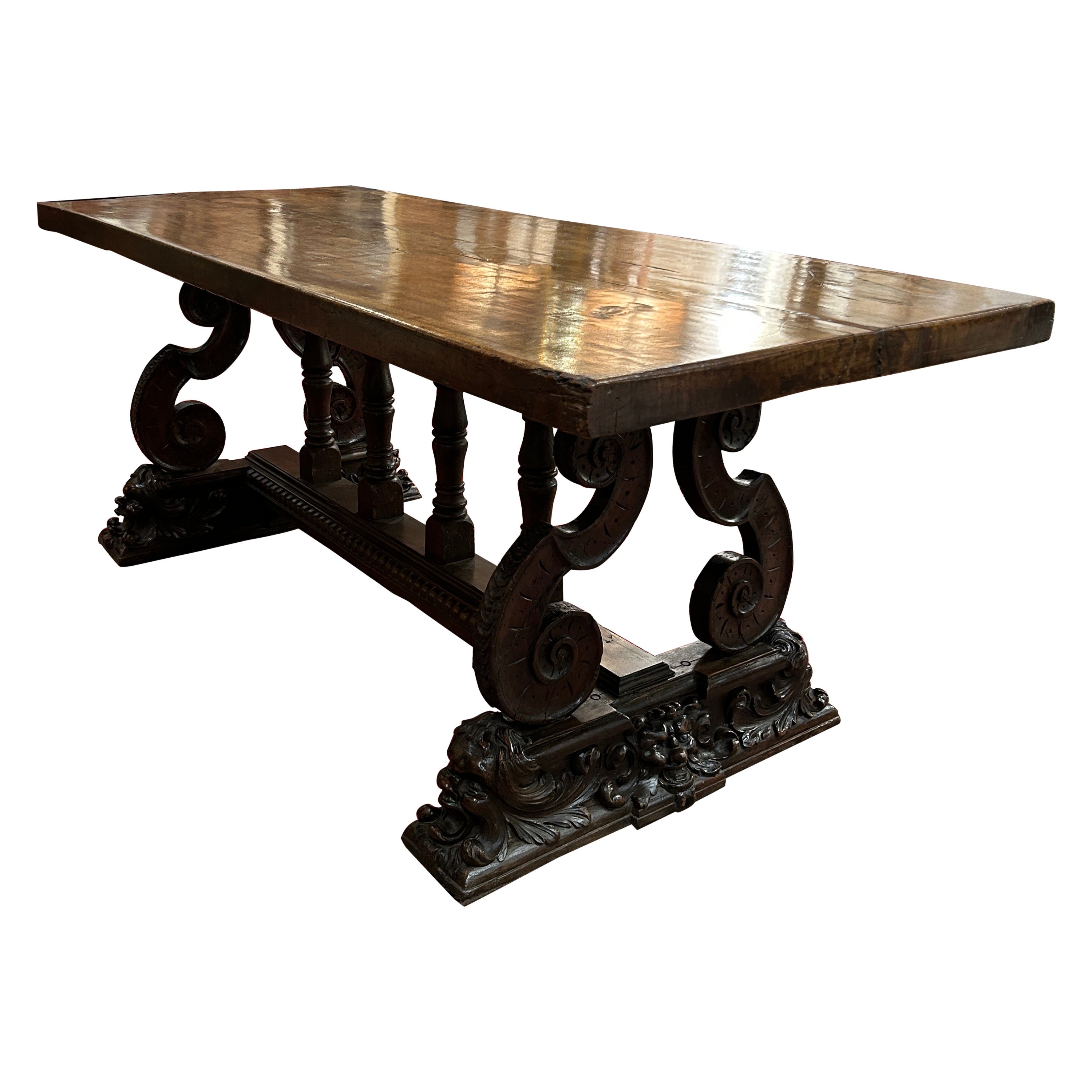 Table de salle à manger baroque italienne de la fin du XVIIe siècle  en vente