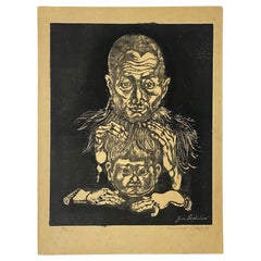 Junichiro Sekino Signed Limited Edition Japanese Print Yosaku Feeling Ill, 1948