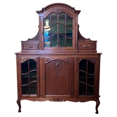 Antique French Oak Display Cabinet