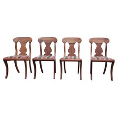 1930s Hickory Chair Empire Klismos Mahogany and Upholstered Seat Side Chairs