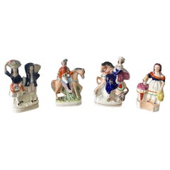 Four Antique Staffordshire Flatback Figures