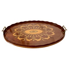 Antique Outstanding Quality Edwardian Inlaid Mahogany Oval Tray