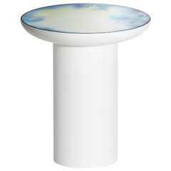 Petite table basse Francis en aquarelle blanche et verte avec miroir Friture