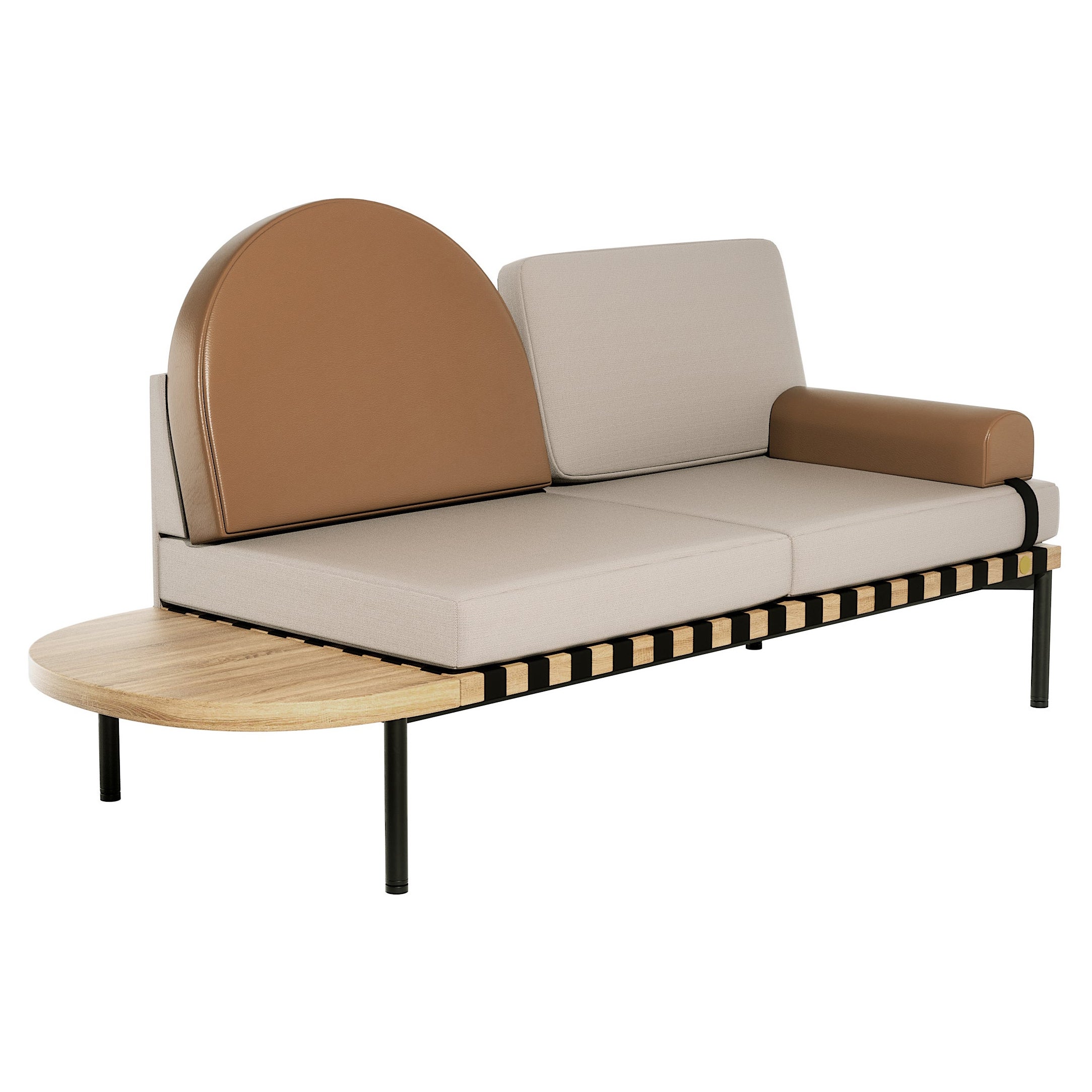 Kleines Friture-Tagesbett mit Gitter in Grau-Beige mit Polsterung von Studio Pool, 2015 im Angebot