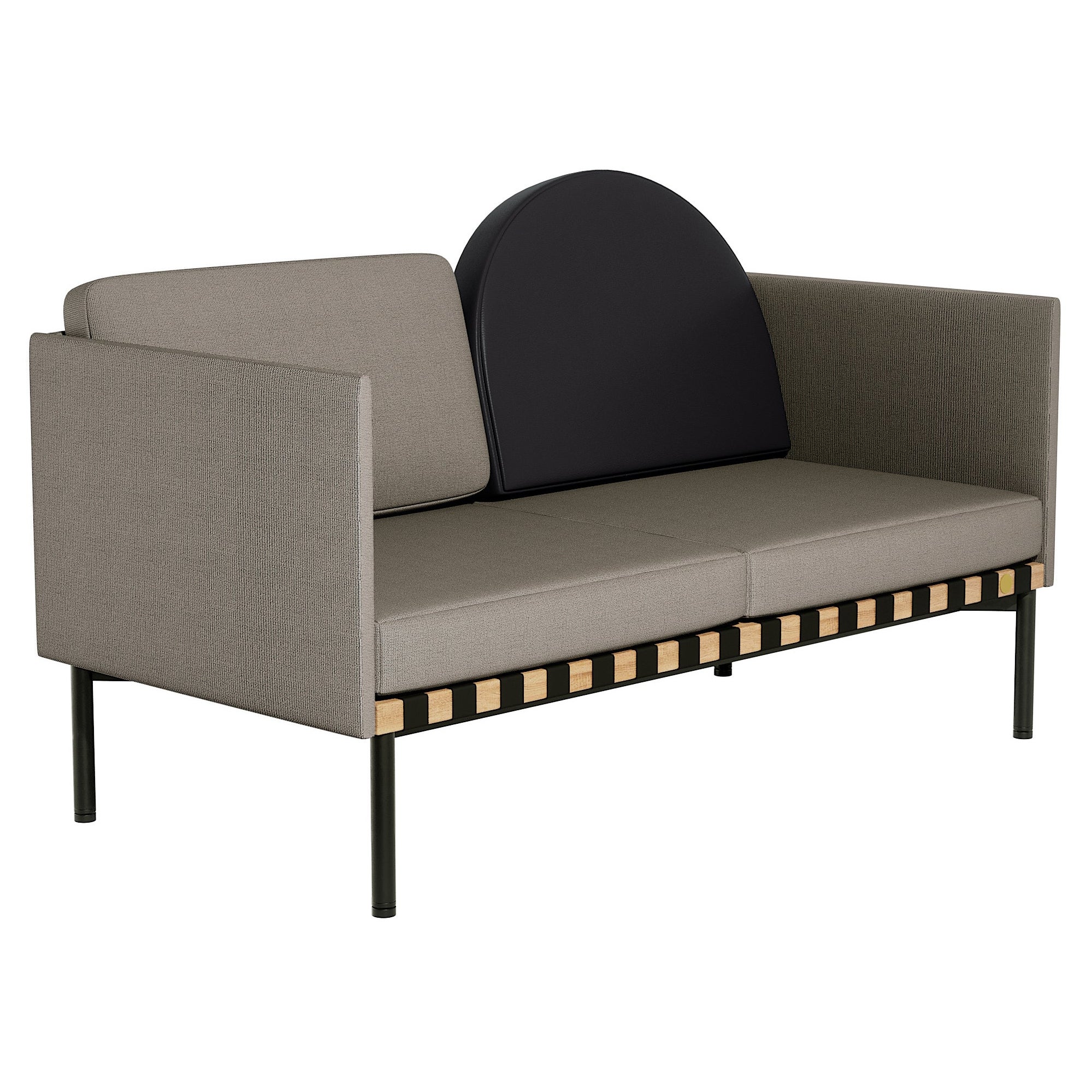 Petite Friture Grid 2 Seater Sofa with Armrest in Grey-Black by Studio Pool