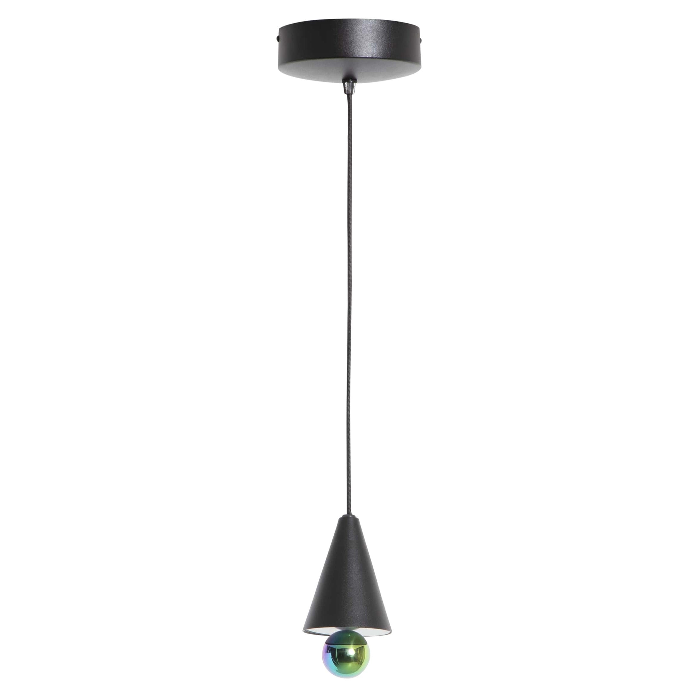 Kleine Friture XS Kirschbaum- LED-Hängelampe aus schwarzem und Regenbogen-Aluminium