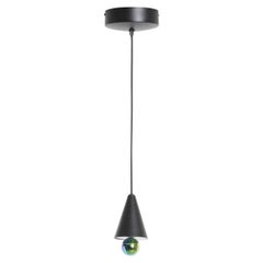 Petite lampe à suspension LED Friture XS en cerisier noir et aluminium arc-en-ciel