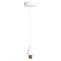 Petite lampe à suspension LED Friture XS en cerisier blanc et aluminium