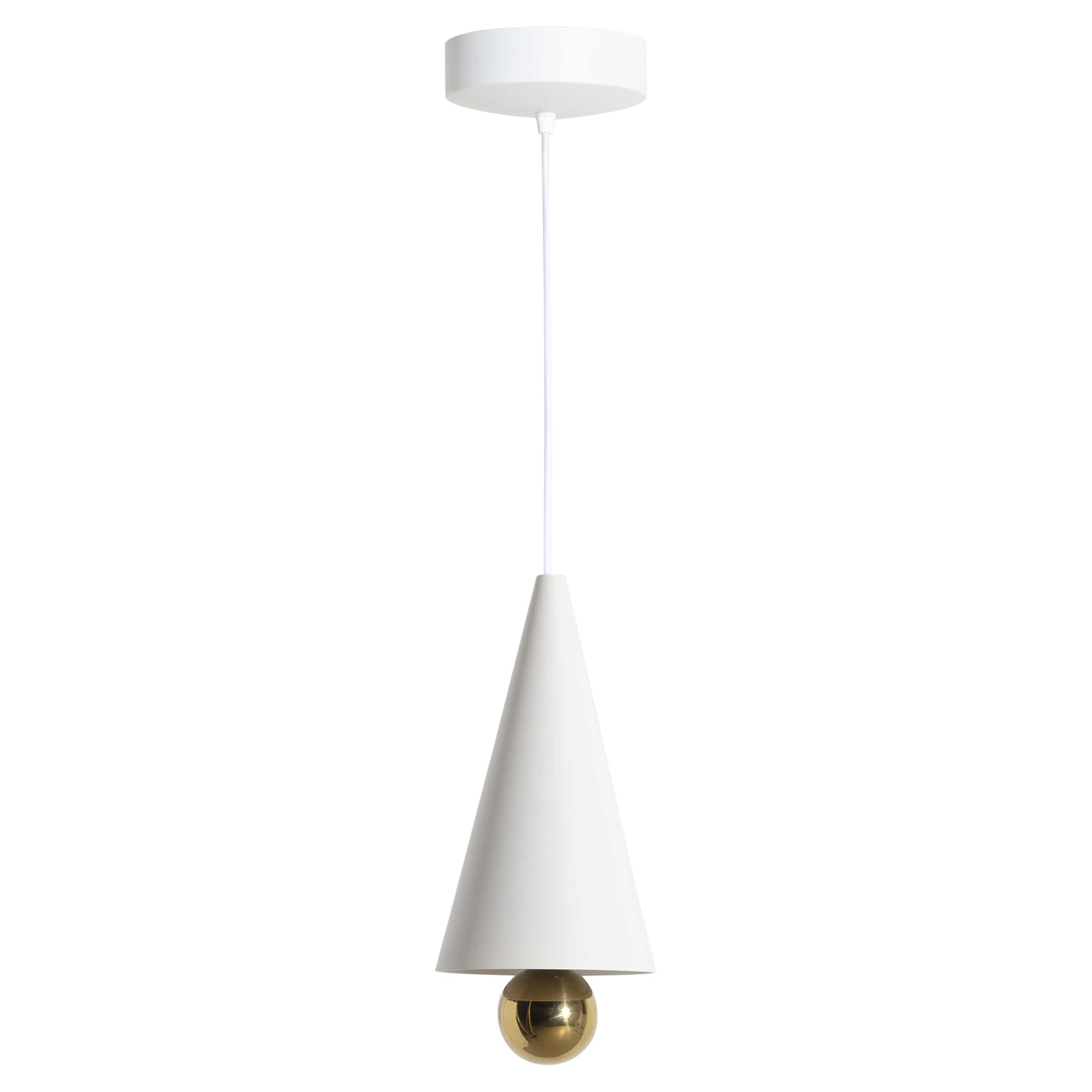 Petite Friture Small Cherry LED Pendant Light in White and Gold Aluminium For Sale