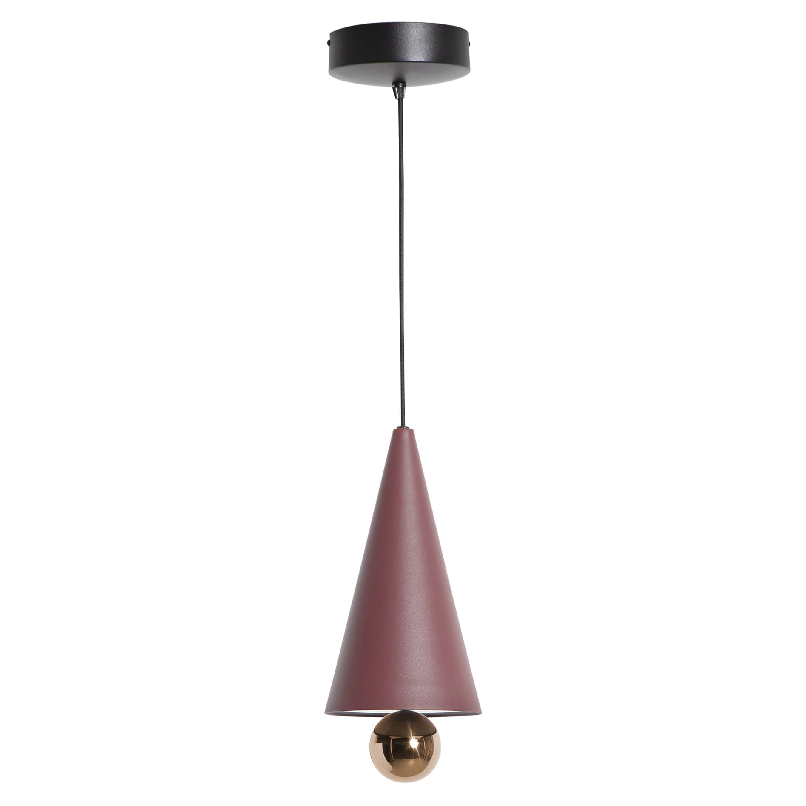 Petite Friture Small Cherry LED Pendant Light in Brown-Red & Pink Gold Aluminium For Sale
