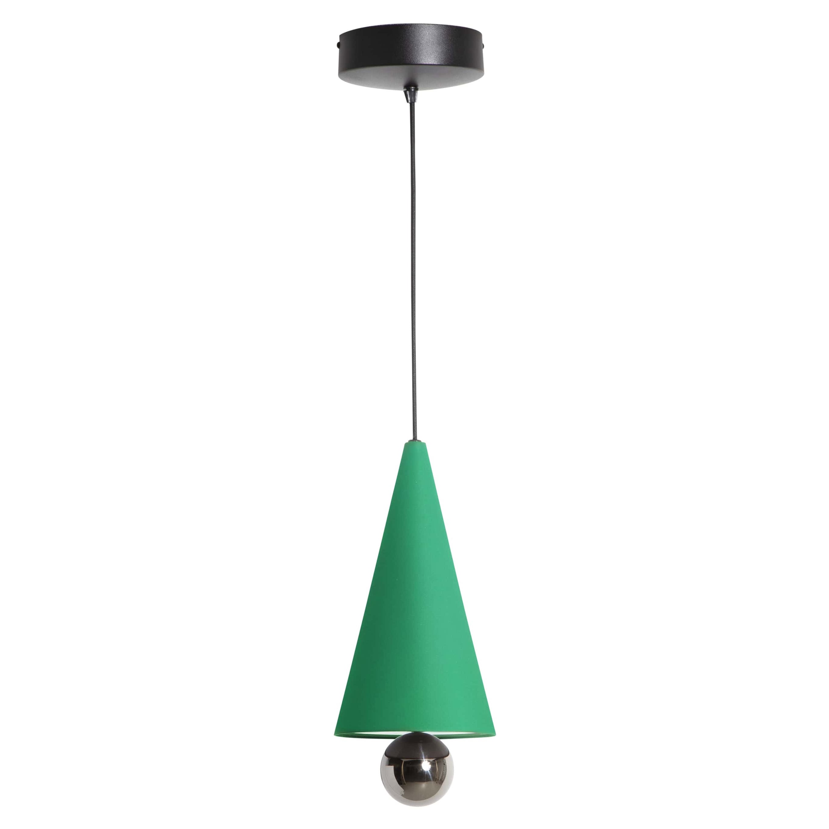 Petite Friture Small Cherry LED Pendant Light in Mint-Green & Titanium Aluminium For Sale