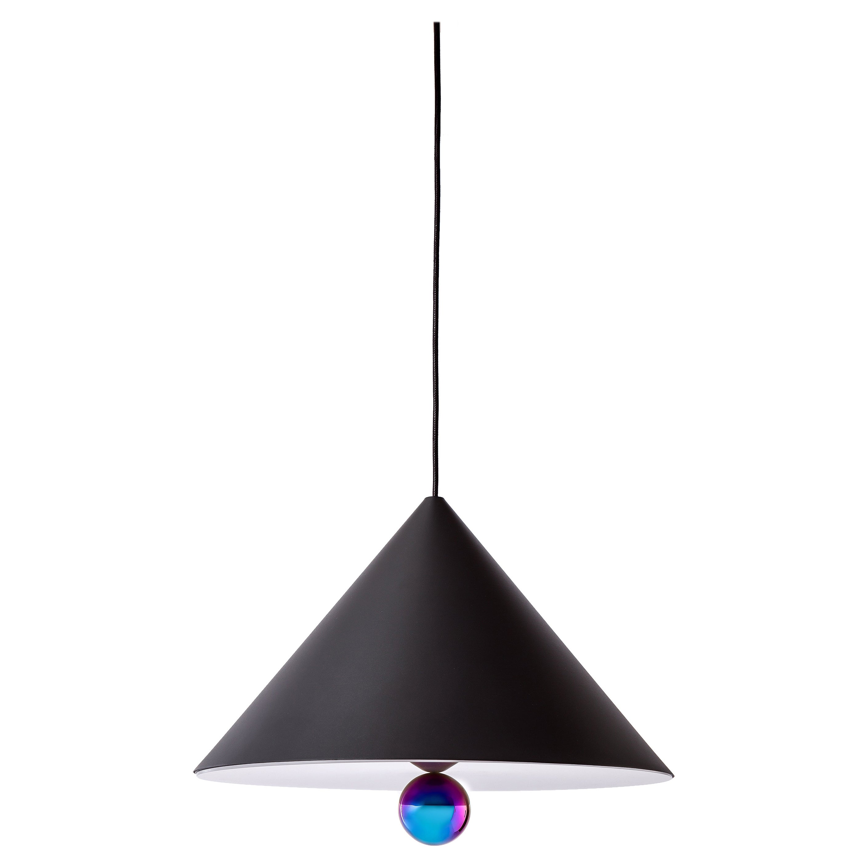 Grande lampe à suspension LED Petite Friture en cerisier noir et aluminium arc-en-ciel