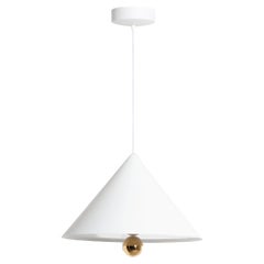 Grande lampe à suspension LED Petite Friture en cerisier et aluminium blanc et or
