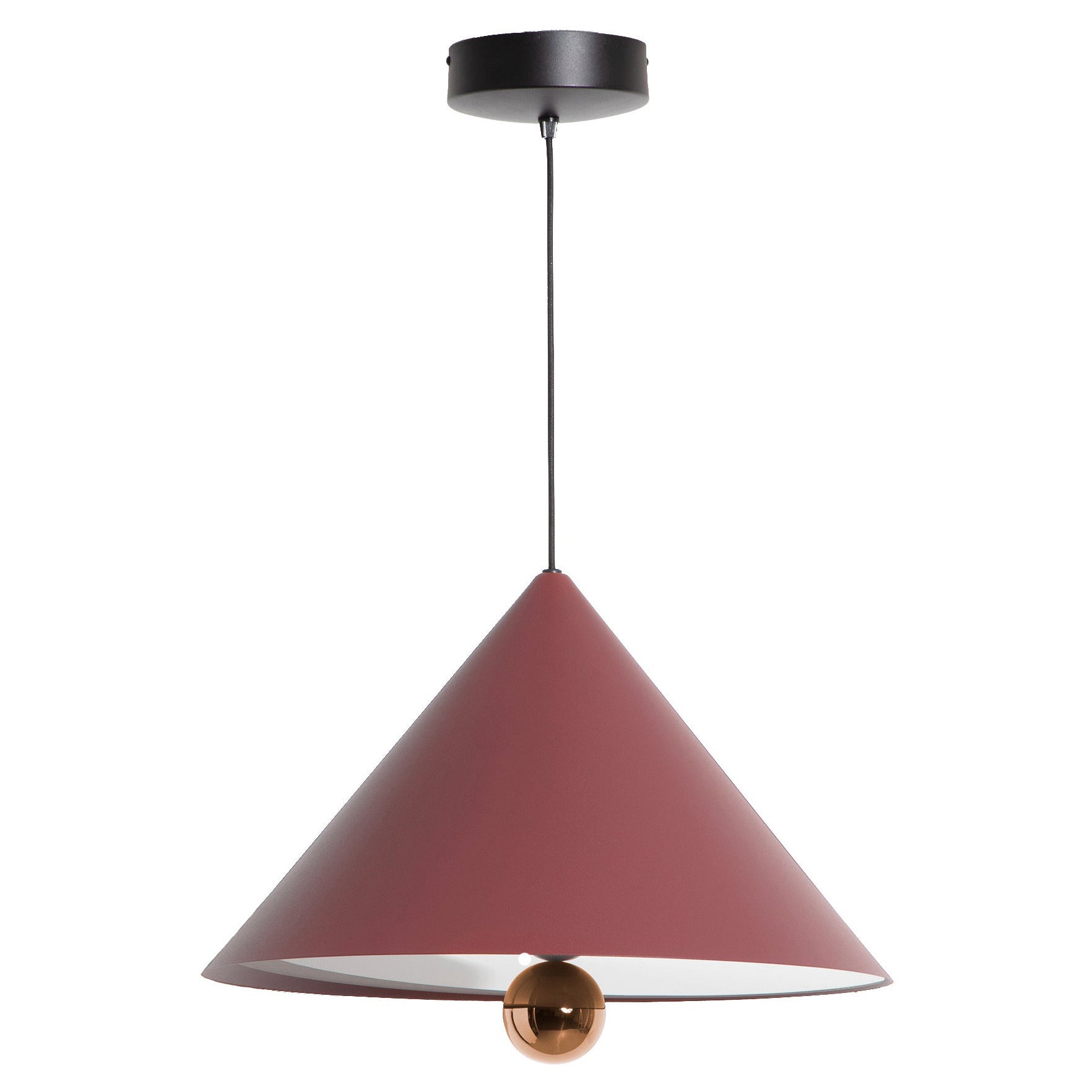 Petite lampe à suspension LED en forme de cerisier en aluminium brun-rouge et rose, collection Friture