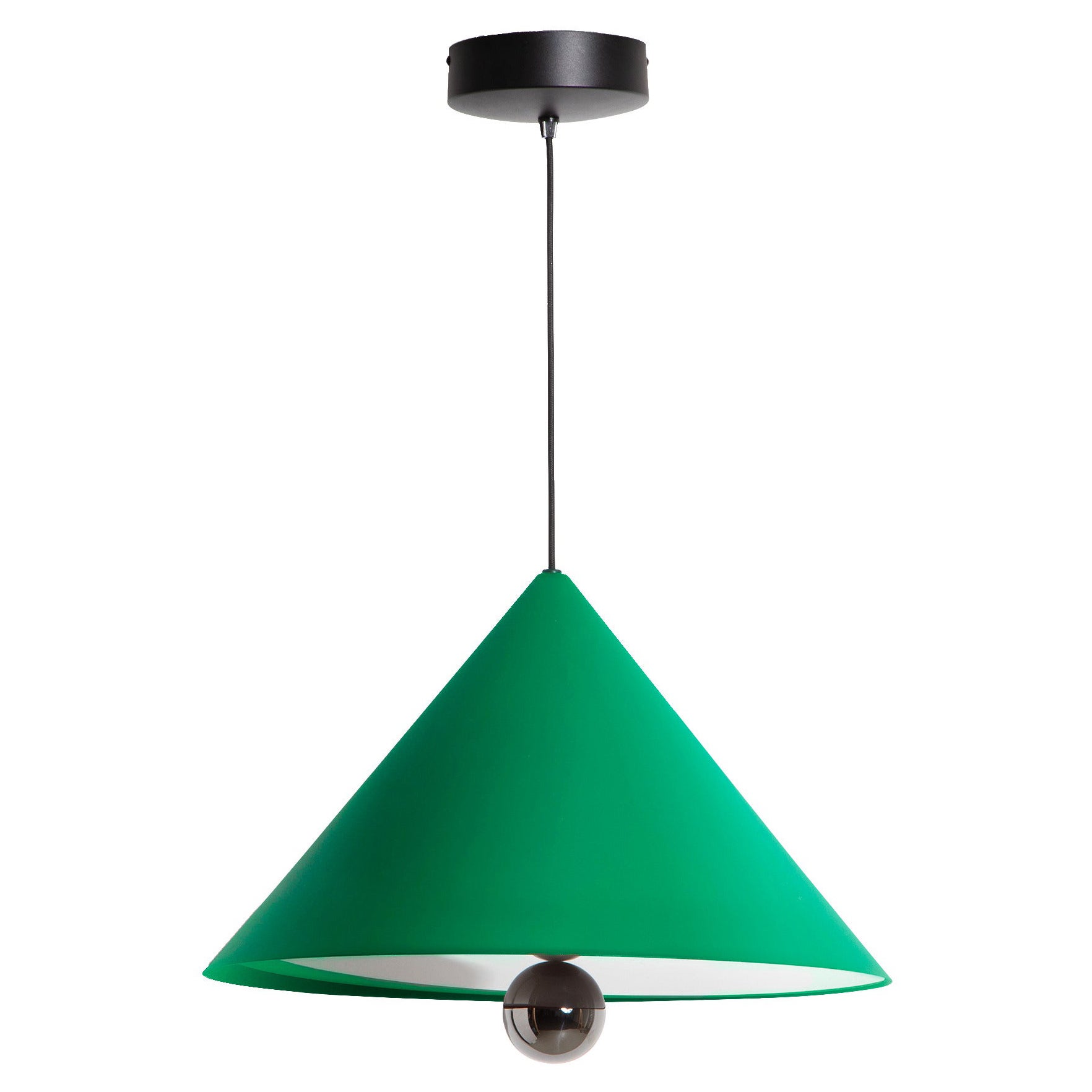 Grande lampe à suspension LED Petite Friture en cerisier vert menthe et aluminium titane