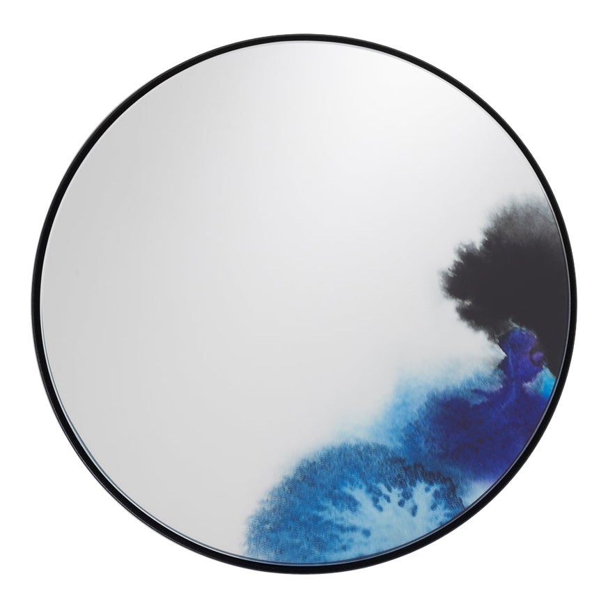 Petite Friture Small Francis Wall Mirror in Black and Blue Watercolor  For Sale