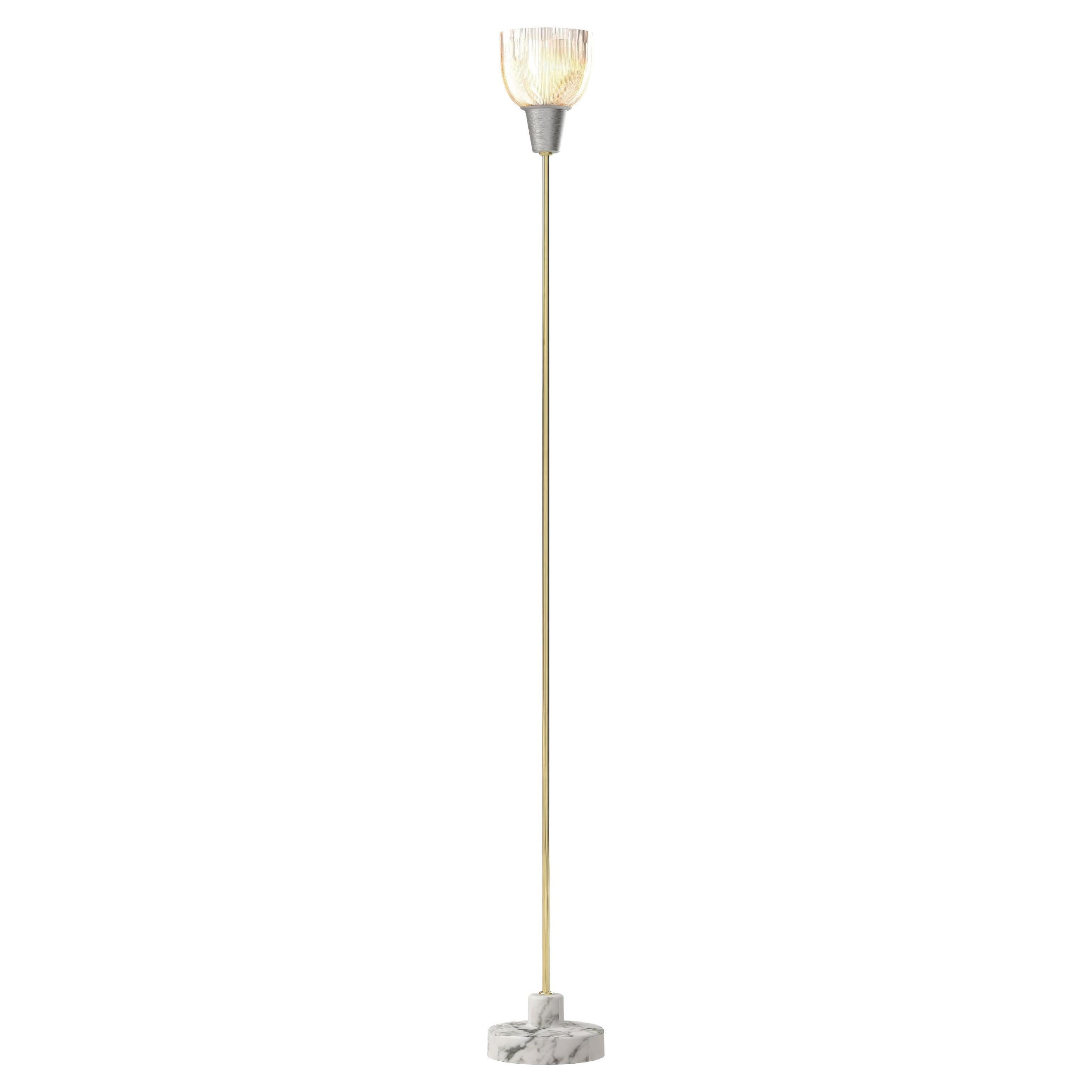 Stehlampe „Coppa Aperta Piantana“ aus weißem Marmor und Messing von Ignazio Gardella im Angebot