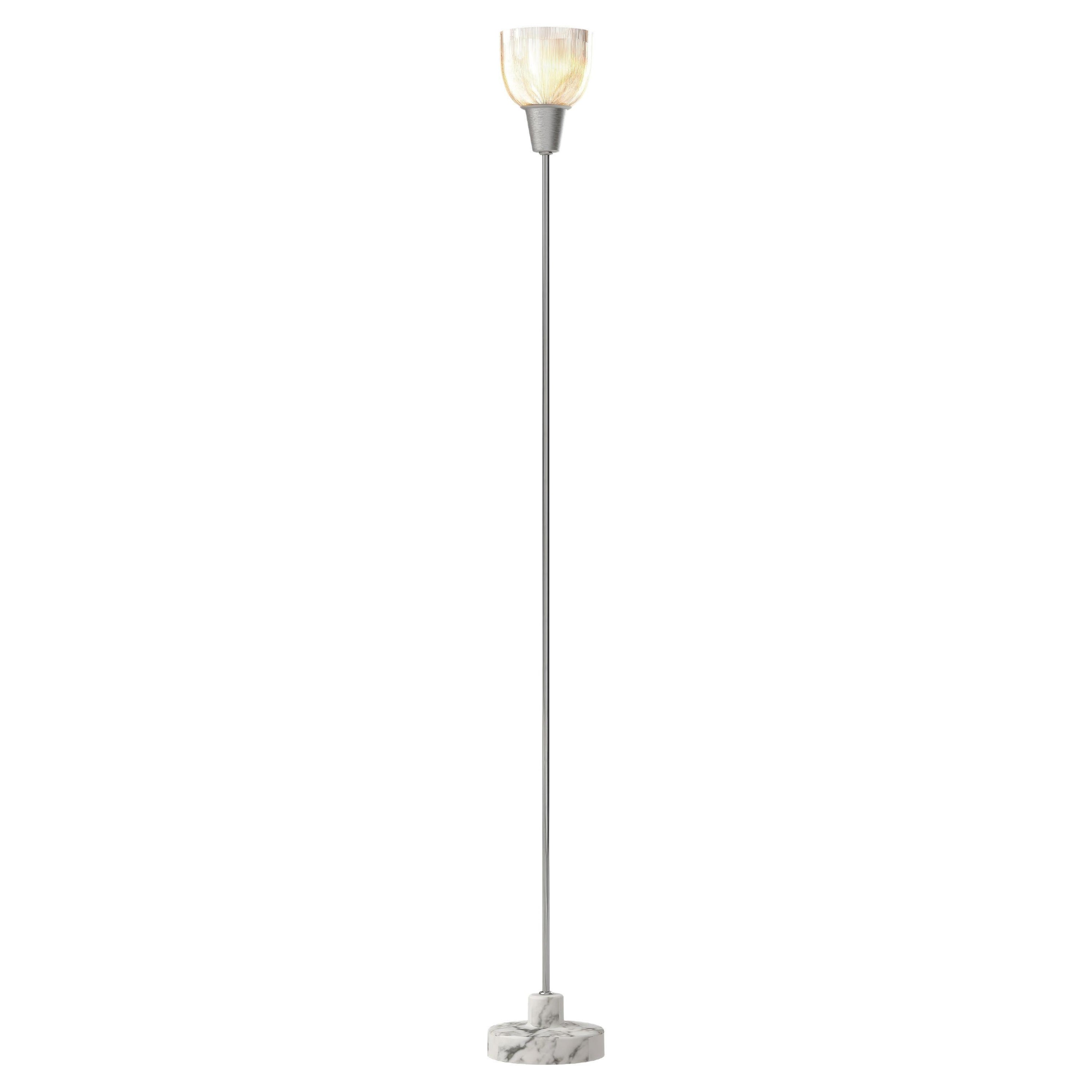 Stehlampe „Coppa Aperta Piantana“ aus weißem Marmor und Chrom von Ignazio Gardella