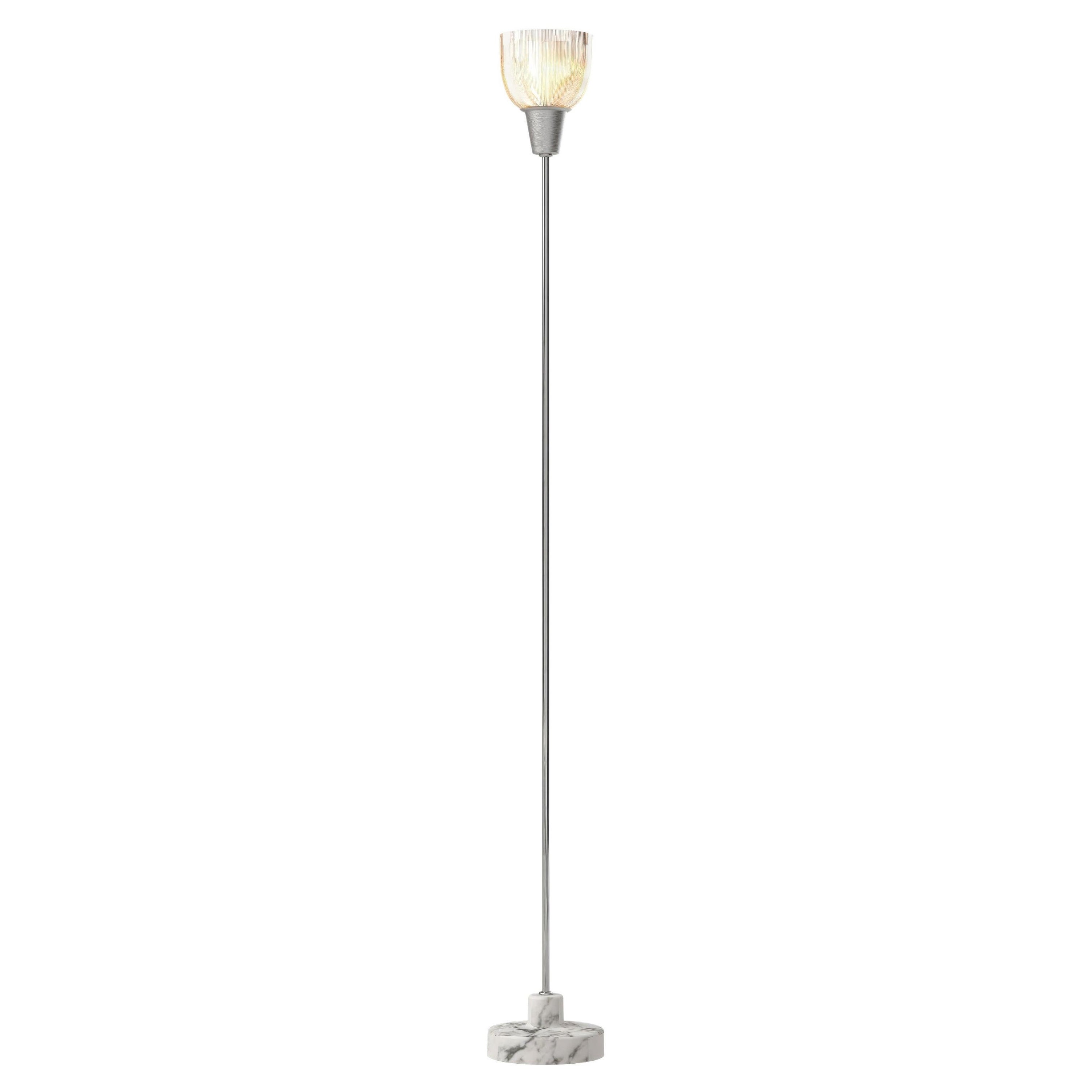 Ignazio Gardella 'Coppa Aperta Piantana' Floor Lamp in White Marble and Chrome