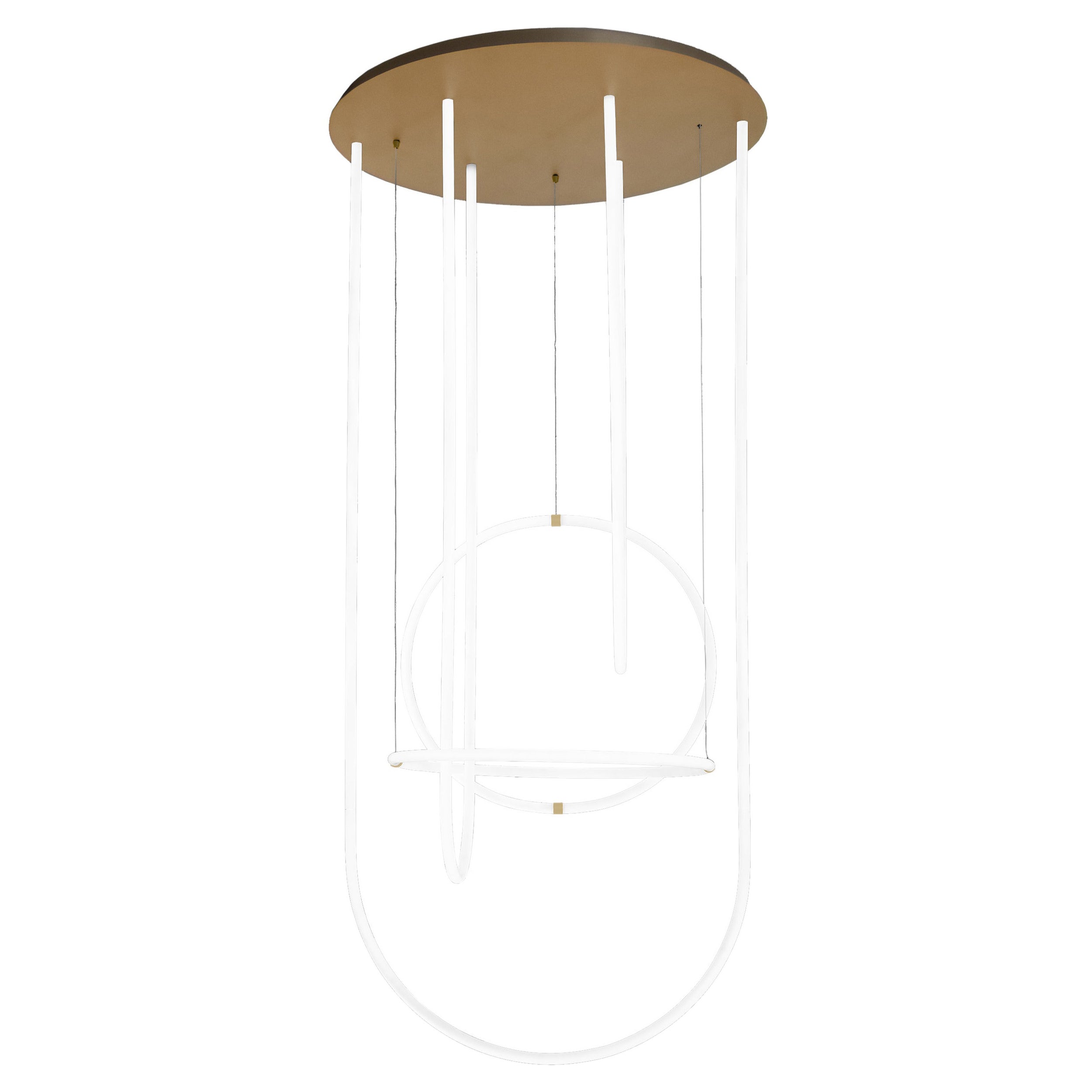 Petite Friture Unseen Chandelier in Brass Transluscent with Curved LED-Lights For Sale
