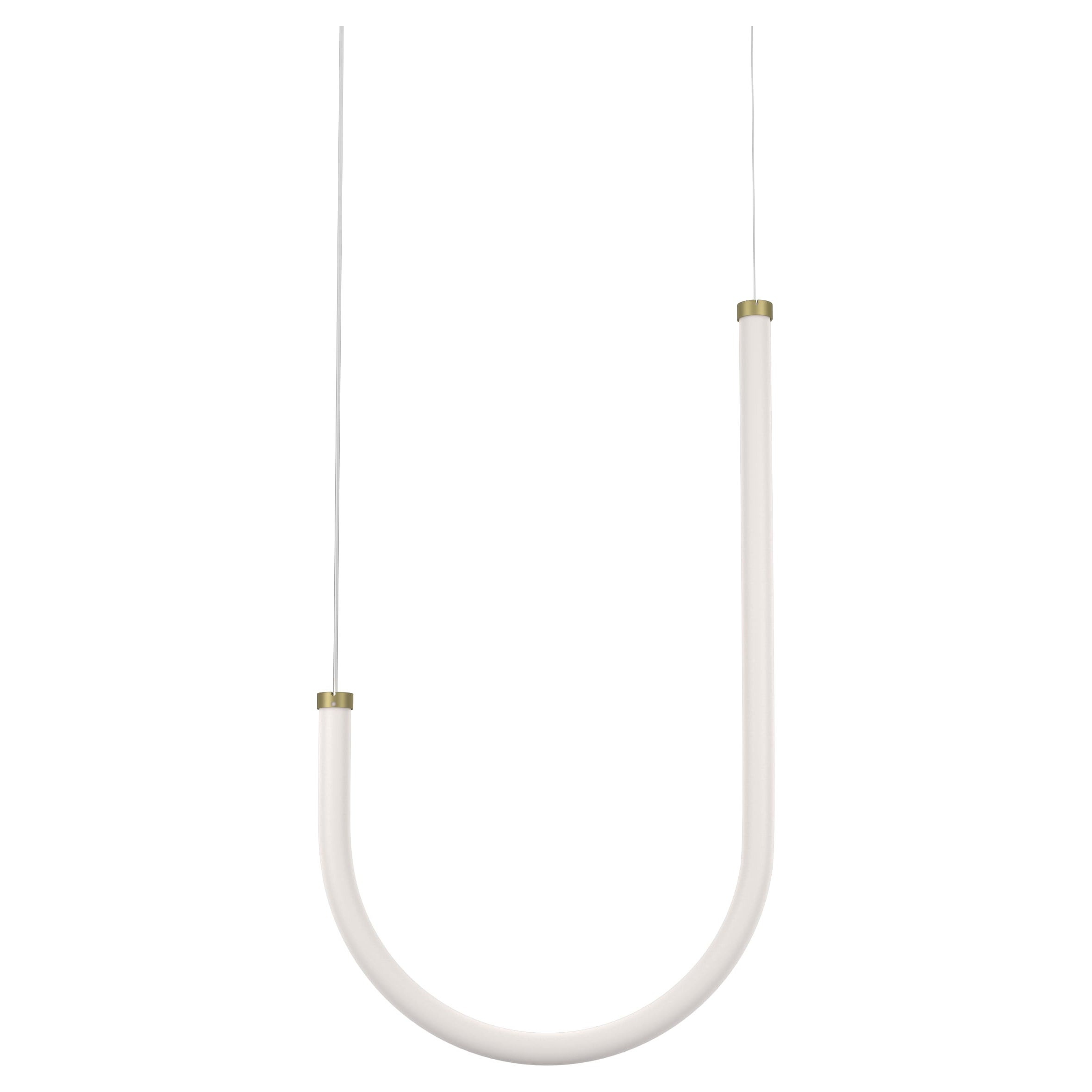 Petite Friture Unseen Pendant Lamp J in Brass Transluscent with Curved LED-Light