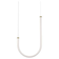 Petite Friture Unseen Pendant Lamp J in Brass Transluscent with Curved LED-Light