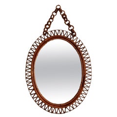 Olaf von Bohr Bamboo Oval Wall Mirror, Italy, 1960s