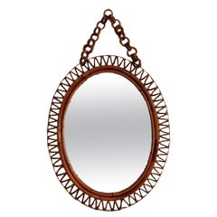 Olaf von Bohr Bamboo Oval Wall Mirror, Italy, 1960s