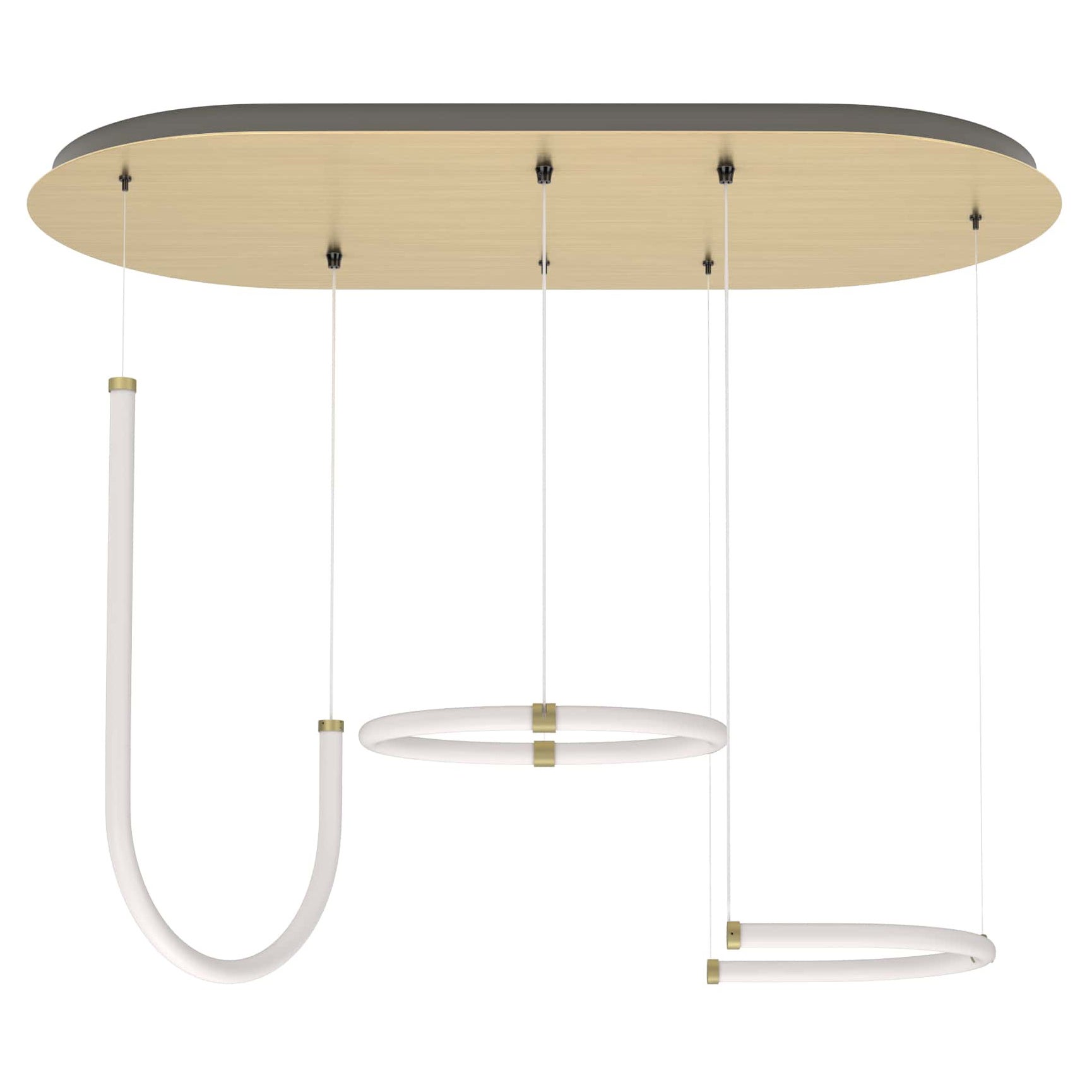 Petite Friture Unseen Triple Pendant Light System in Brass Transluscent For Sale