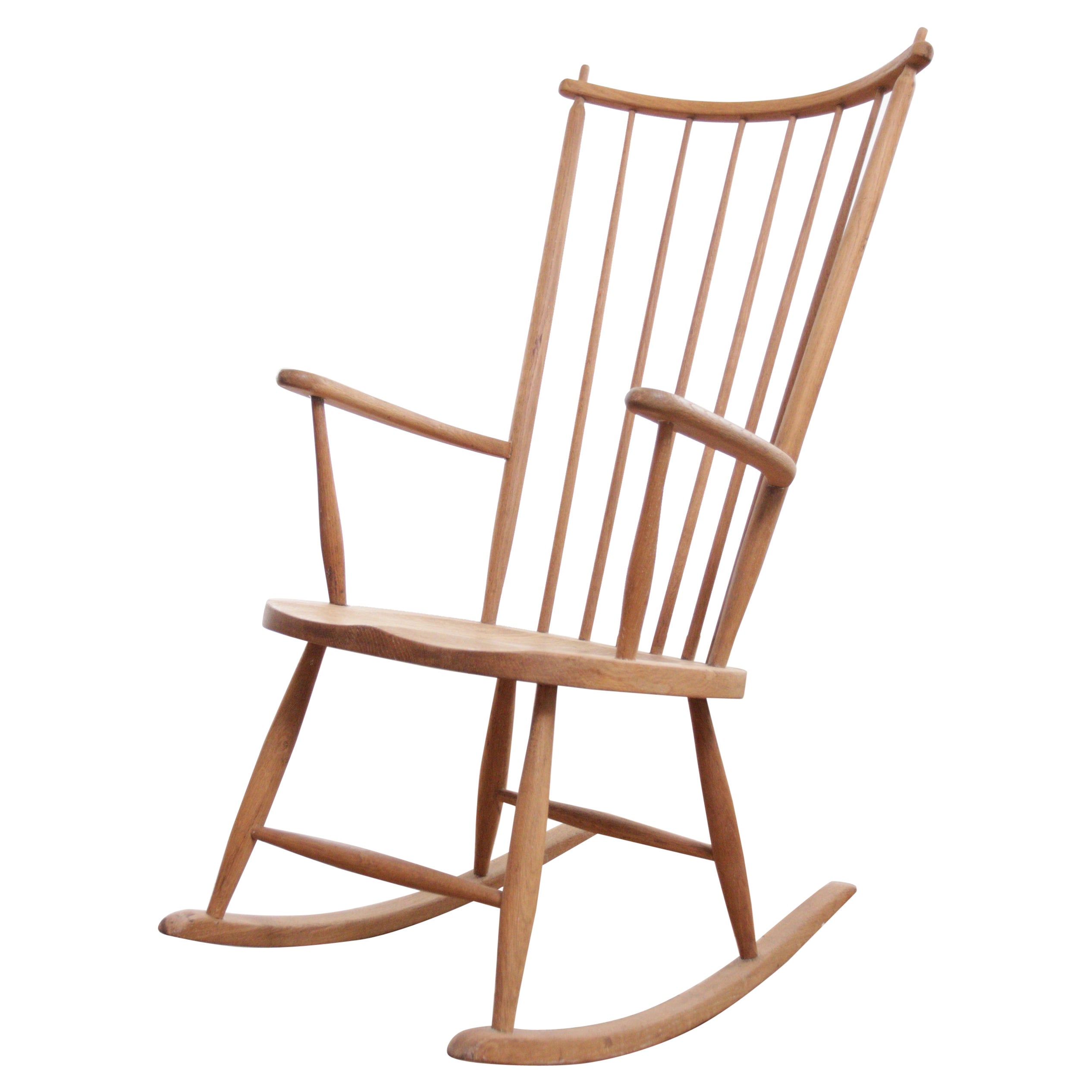Scandinavian Mid-Century Modern Oak Rocking Chair Denmark For Sale