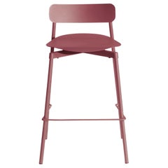 Petit tabouret de bar Fromme en aluminium brun-rouge de Tom Chung