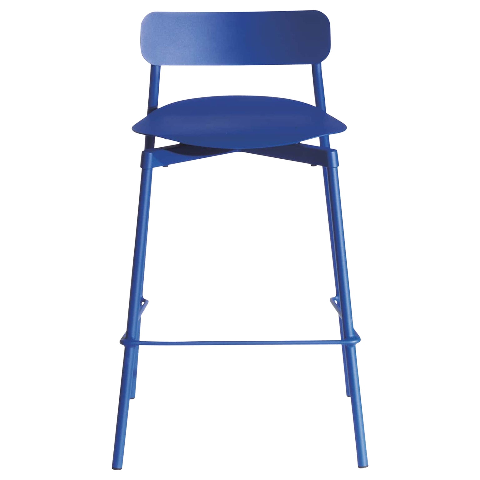 Petit tabouret de bar Fromme en aluminium bleu de Tom Chung en vente