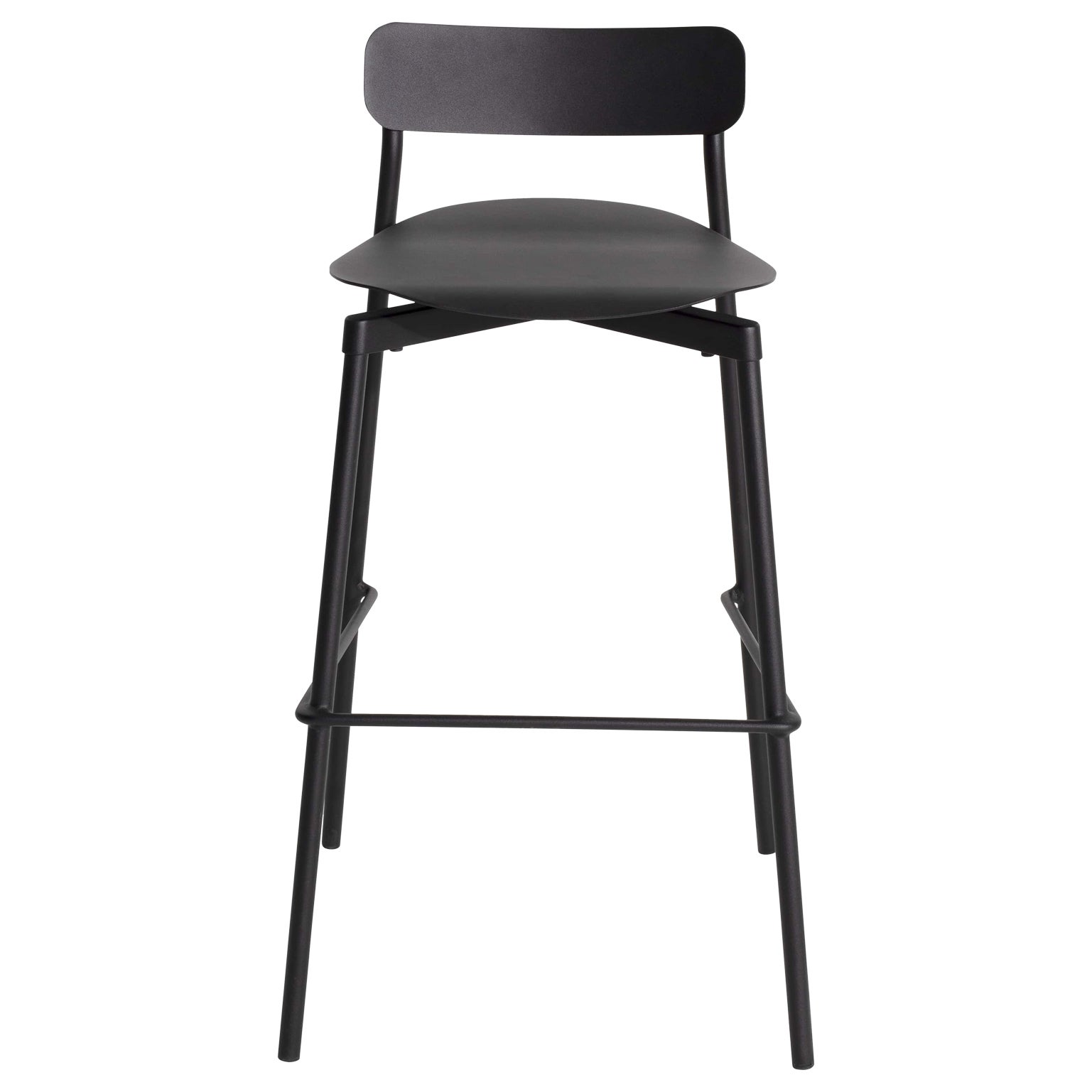 Grand tabouret de bar Fromme en aluminium noir Petite Friture de Tom Chung